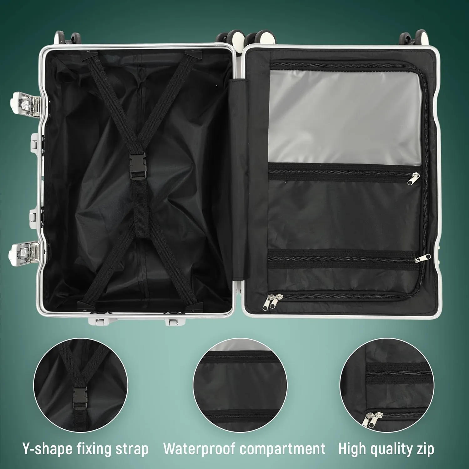 20inch Carry On Luggage 22x14x9 Airline Approved, Zipperless Luggage Carry On TSA Approved Hard Shell Suitcases, Lightweight Carry On Suitcases with Aluminum Frame, White