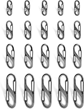 20Pcs Double Opening Lock Zipper Pull Replacement Clips, Zipper Locks Anti Theft Deterrent for Bag Luggage Pickpocket Backpack Purse Travel Suitcase (Gun Black)