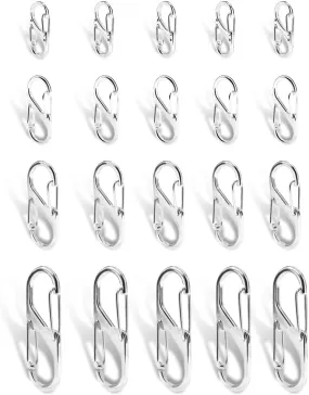 20Pcs Double Opening Lock Zipper Pull Replacement Clips, Zipper Locks Anti Theft Deterrent for Bag Luggage Pickpocket Backpack Purse Travel Suitcase (Silver)