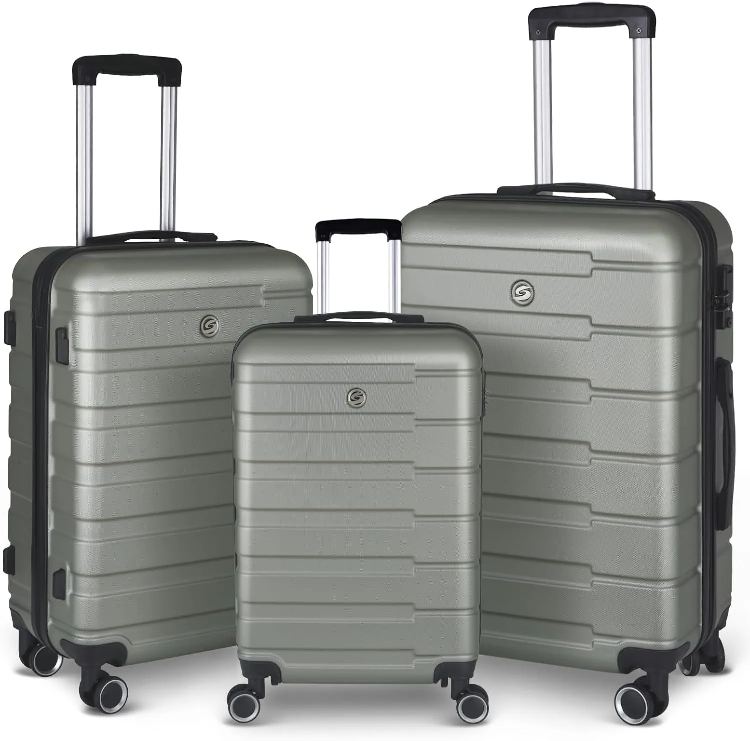 3 Piece Hardshell Luggage Suitcase Sets Hardside Carryon Luggage Set with 360 Degree Spinner Wheels for Travel (20"/24"/28") Cement Grey As Shown One Size