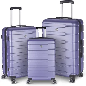 3 Piece Hardshell Luggage Suitcase Sets Hardside Carryon Luggage Set with 360 Degree Spinner Wheels for Travel (20"/24"/28") Lavender Purple As Shown One Size