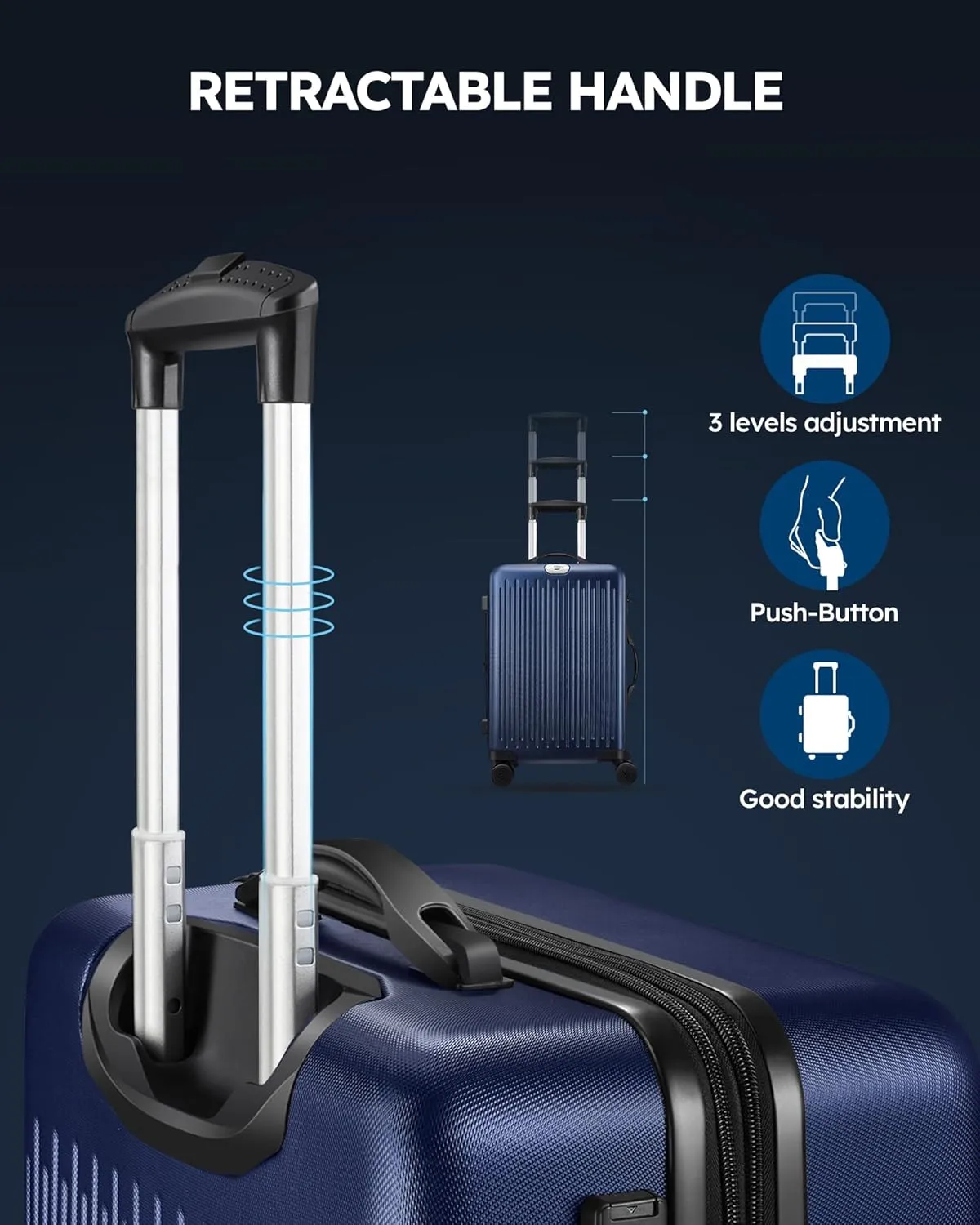 3 Piece Luggage Sets Expandable, Hardshell Travel Suitcase with Double Spinner Wheels and TSA Lock