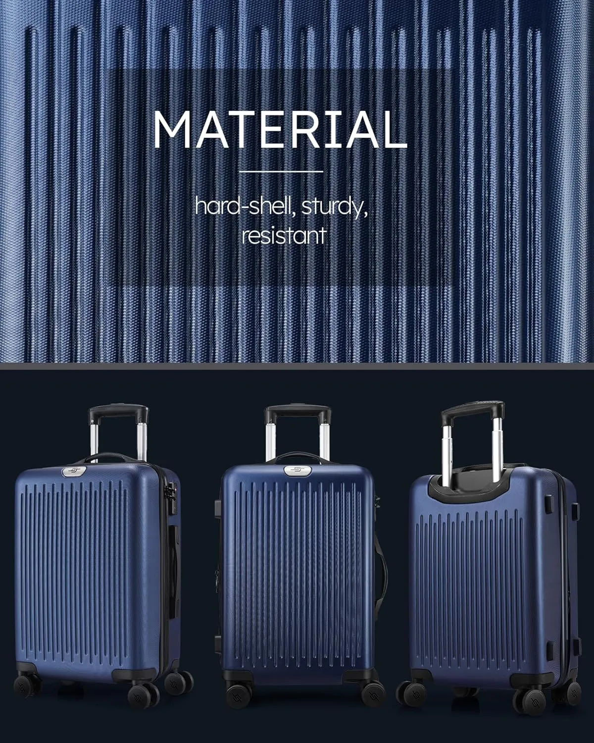 3 Piece Luggage Sets Expandable, Hardshell Travel Suitcase with Double Spinner Wheels and TSA Lock