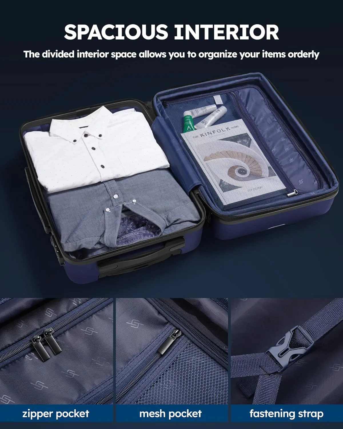 3 Piece Luggage Sets Expandable, Hardshell Travel Suitcase with Double Spinner Wheels and TSA Lock