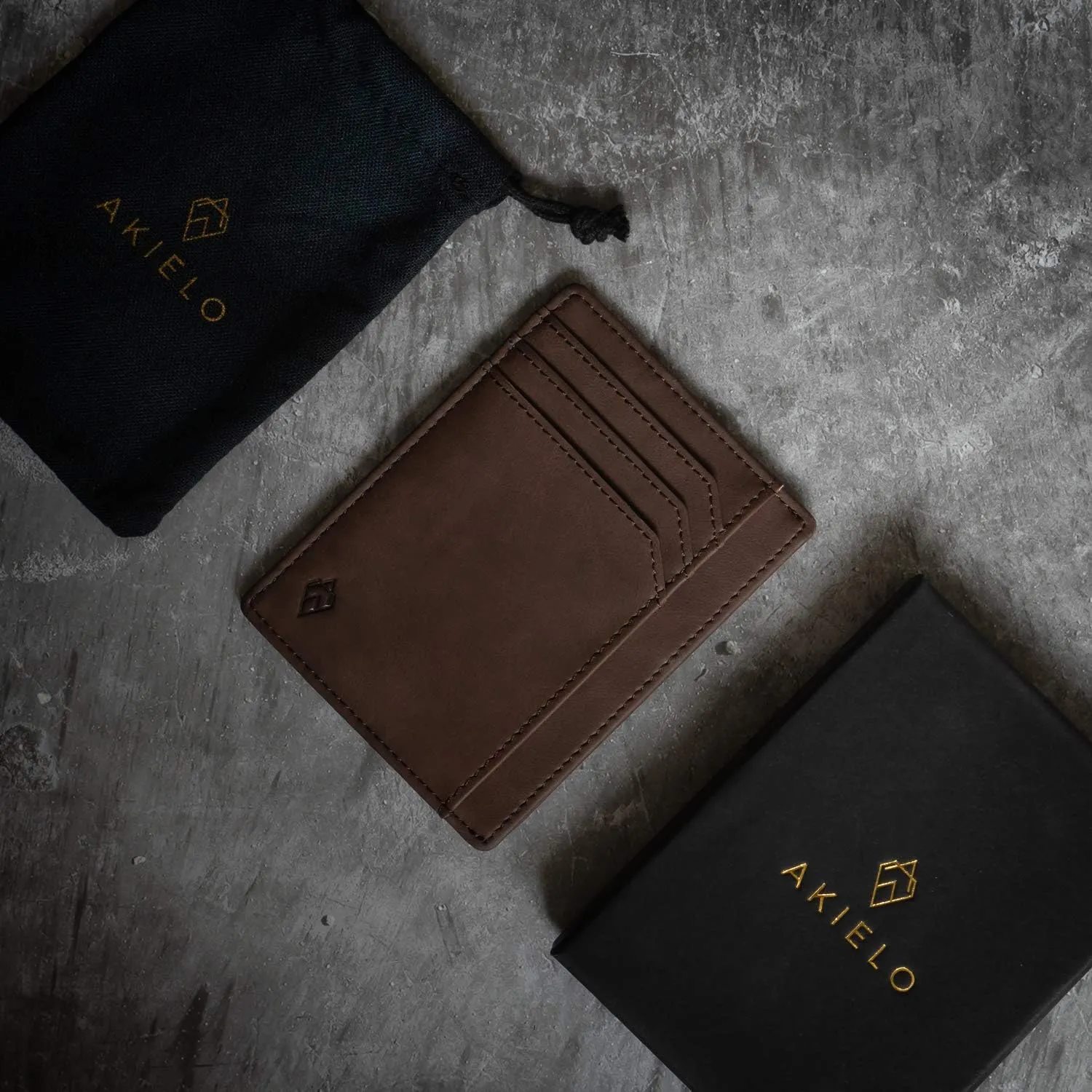 AKIELO RFID Blocking Credit Card Holder and Gift Box  Slim Wallets for Men  Minimalist Card Wallet (Bravo Collection)