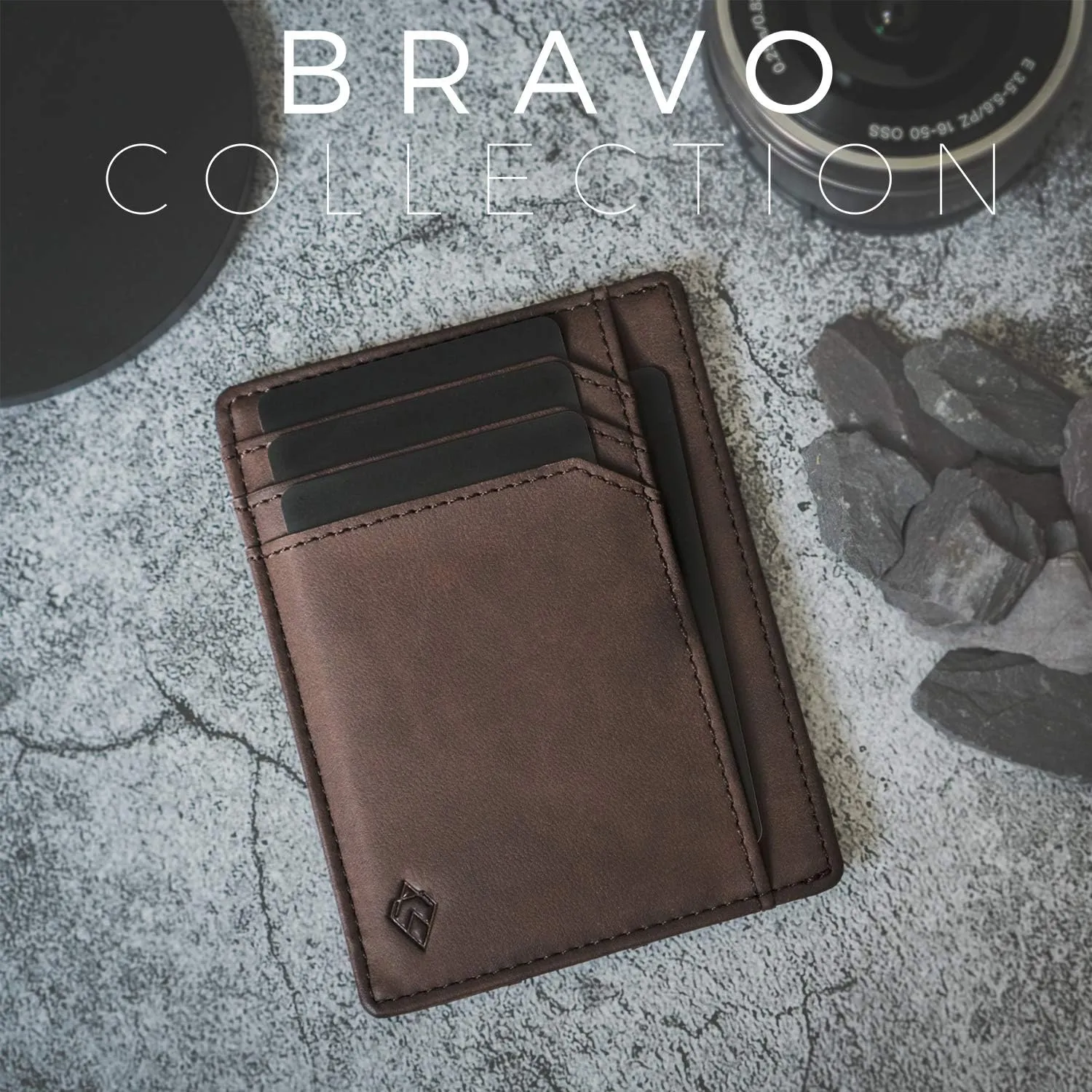AKIELO RFID Blocking Credit Card Holder and Gift Box  Slim Wallets for Men  Minimalist Card Wallet (Bravo Collection)
