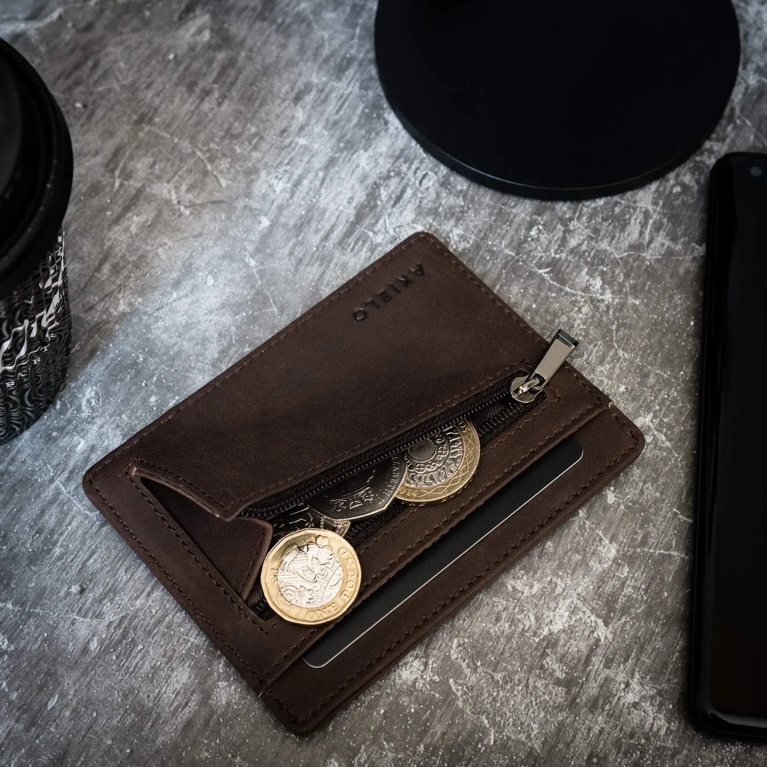 AKIELO RFID Blocking Credit Card Holder and Gift Box  Slim Wallets for Men  Minimalist Card Wallet (Bravo Collection)