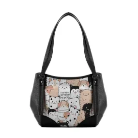 Black Leather Tote Bag Cute Pets