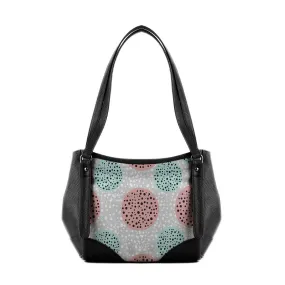 Black Leather Tote Bag Dots