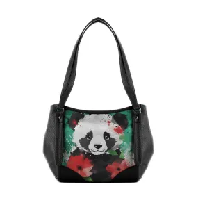 Black Leather Tote Bag palestine panda