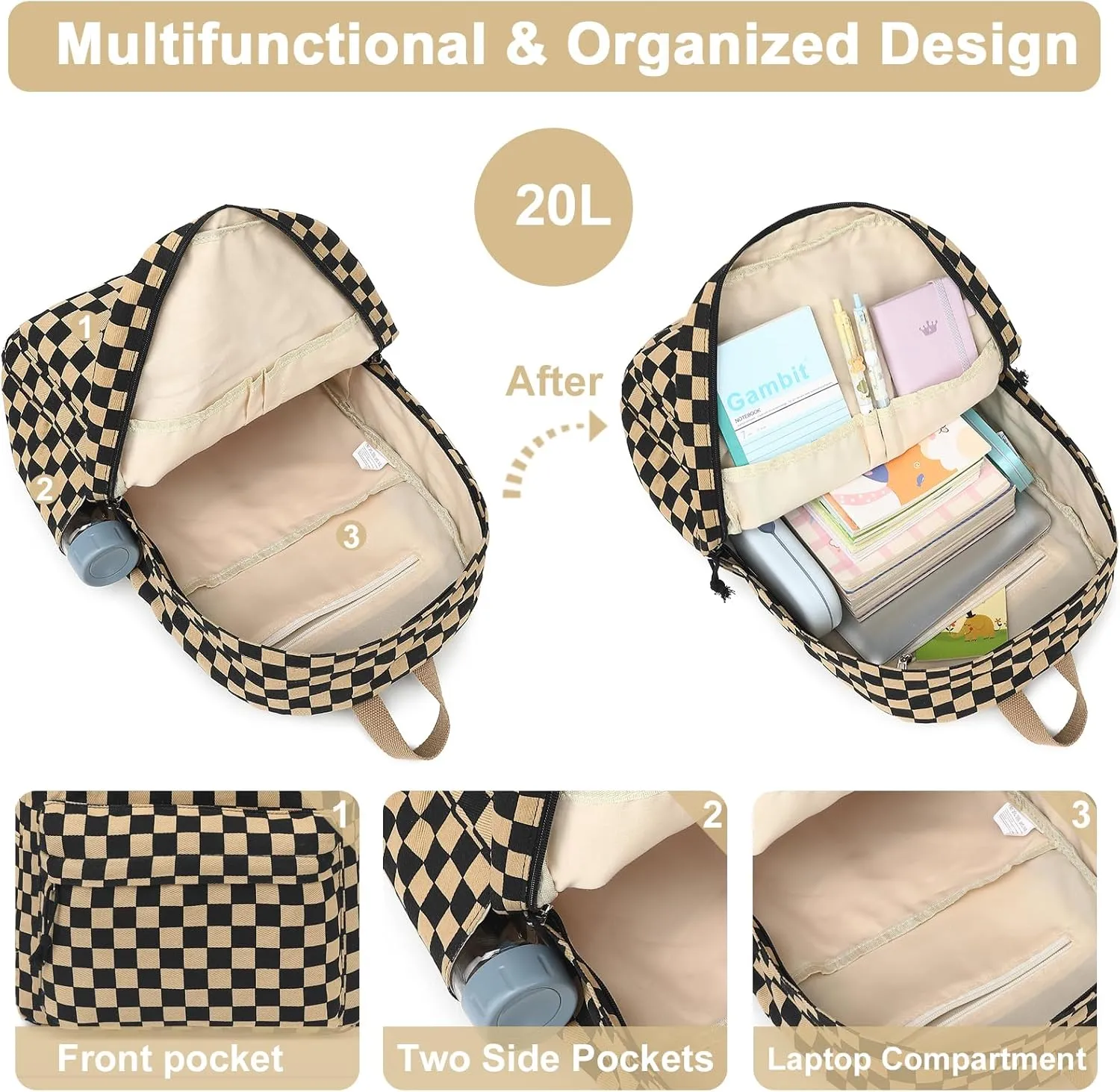 Bluboon Backpack for School Girls Women, Cute Corduroy Laptop Bookbag for Kids Teens, Durable Girls Lightweight Backpack