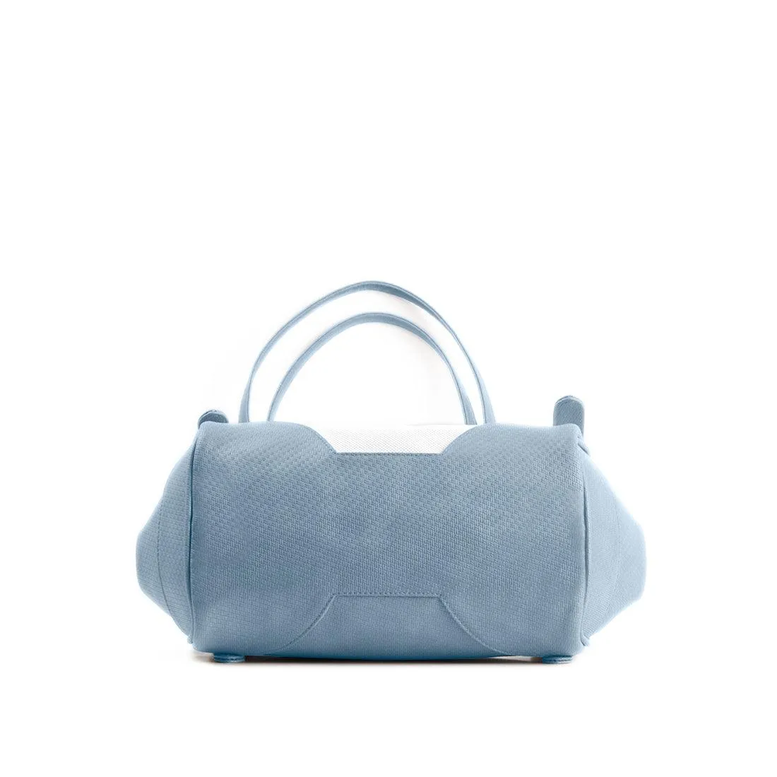 Blue Leather Tote Bag Purple Floral