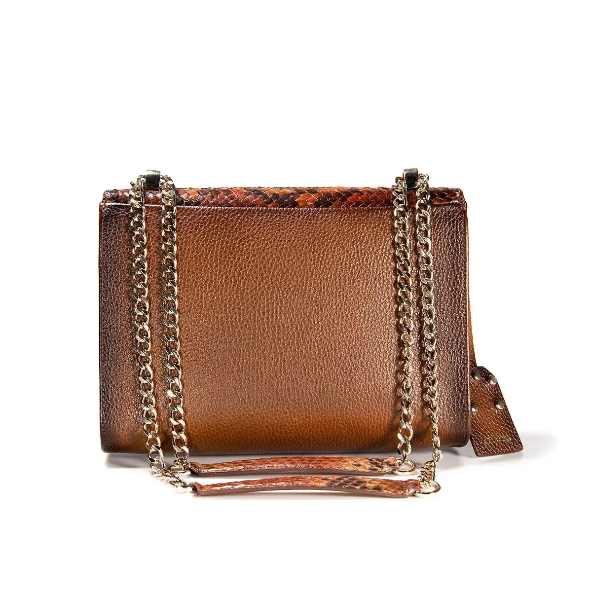 BOD53PI - Cuadra brown western casual leather python shoulder bag for women.