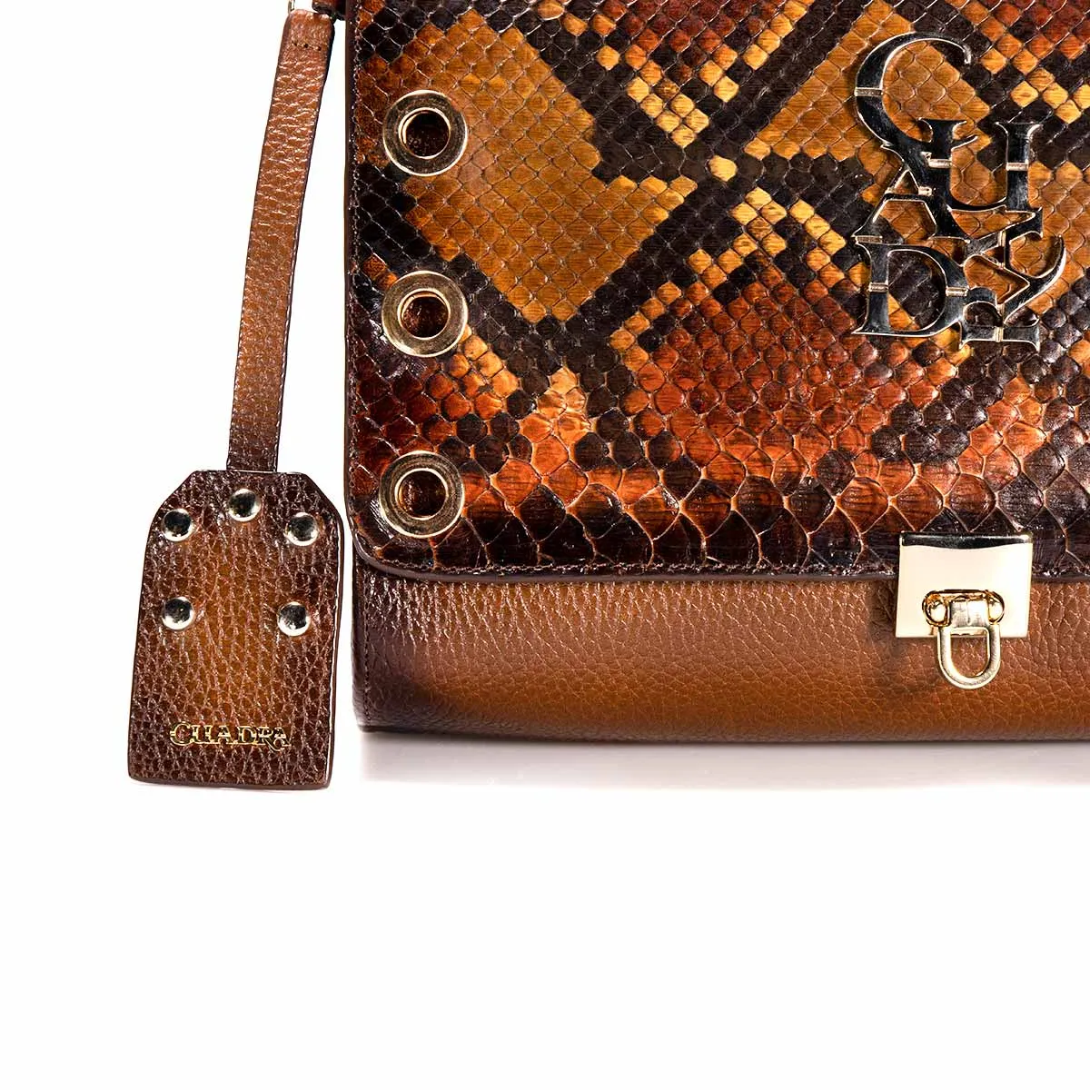 BOD53PI - Cuadra brown western casual leather python shoulder bag for women.