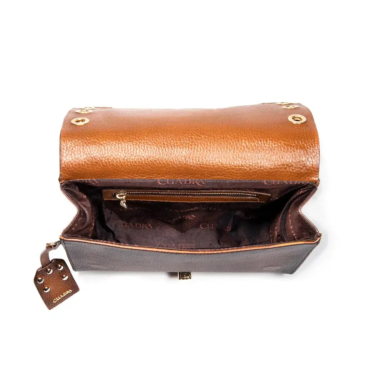BOD53PI - Cuadra brown western casual leather python shoulder bag for women.