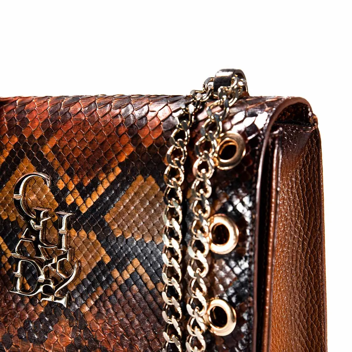 BOD53PI - Cuadra brown western casual leather python shoulder bag for women.