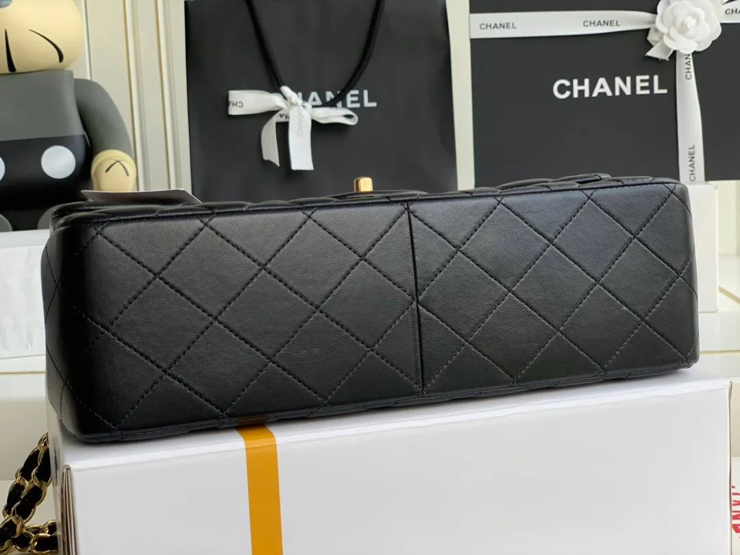 CHANEL Classic  Lambskin & Gold-Tone Metal Black