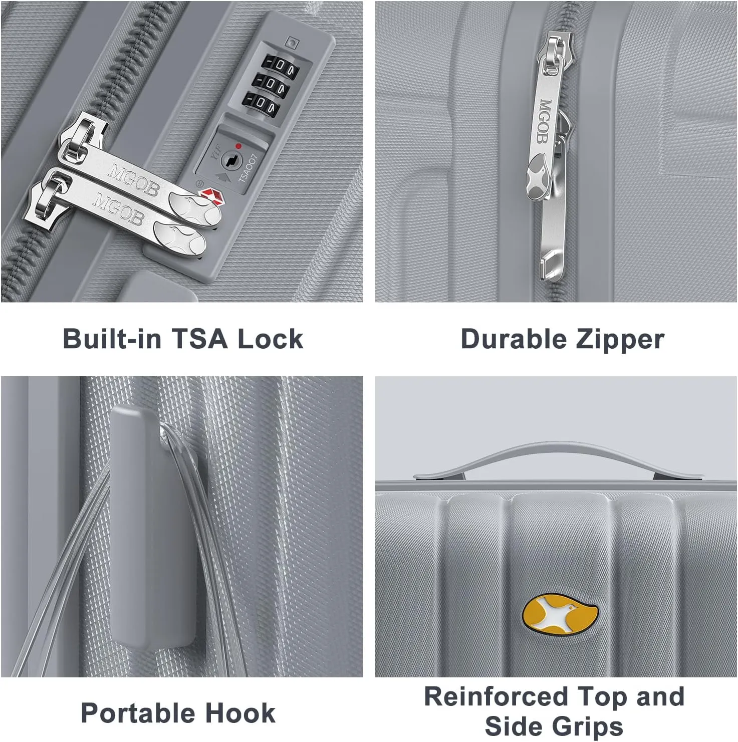Checked Luggage 24 inch - Hard Shell Suitcase with Spinner Wheels, Lightweight PC Luggage with TSA Lock(Grey, Checked-Medium 24-Inch)