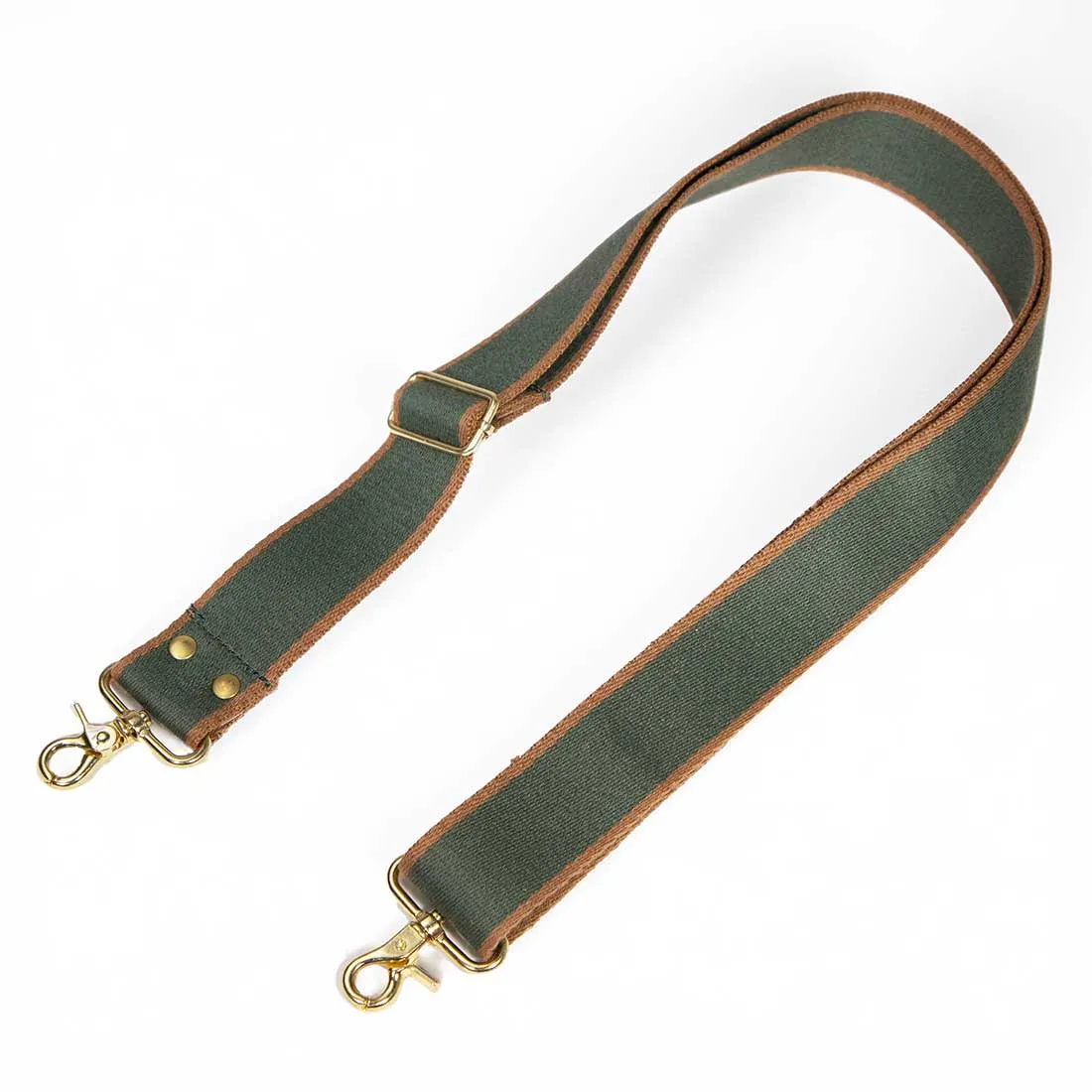 Cotton Striped Webbing Cross Body/Shoulder Strap- Olive/ Tobacco