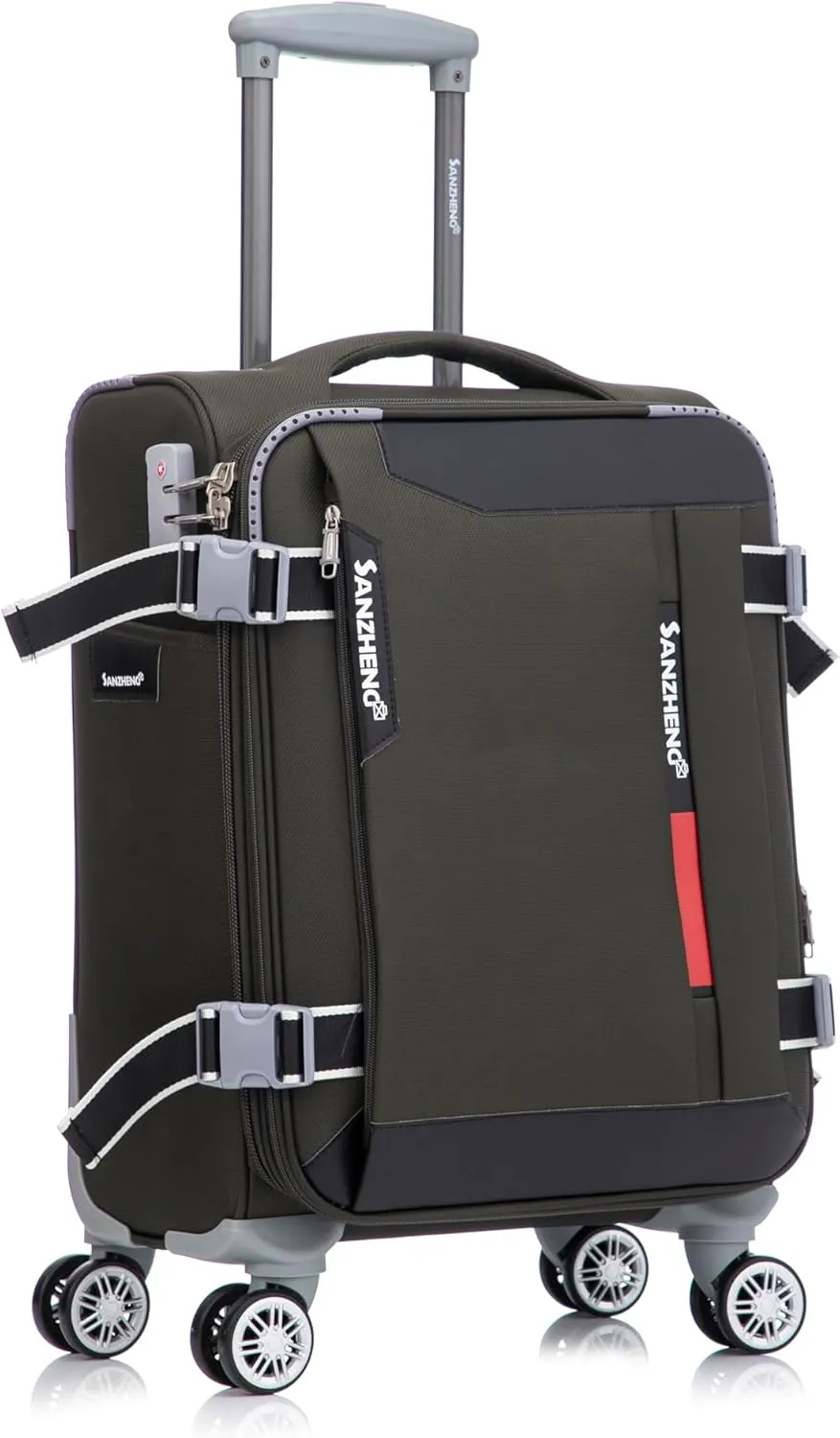 Fabric Softside 4-Piece Luggage Set, Lightweight Travel Suitcases with TSA Lock, Spinner Wheels, and Telescopic Handle, Ideal for Carry-On (Ash Green, 20/24/28/32inch)