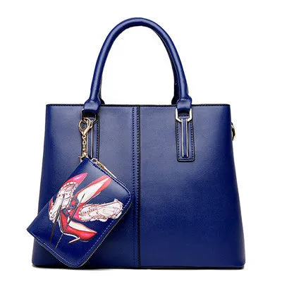 Famous Brand Designer Purses And Handbags 2017 Women Leather Handbags Set Black Gold Tote Bag Large Capacity Women Shoulder Bags