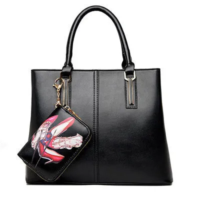 Famous Brand Designer Purses And Handbags 2017 Women Leather Handbags Set Black Gold Tote Bag Large Capacity Women Shoulder Bags