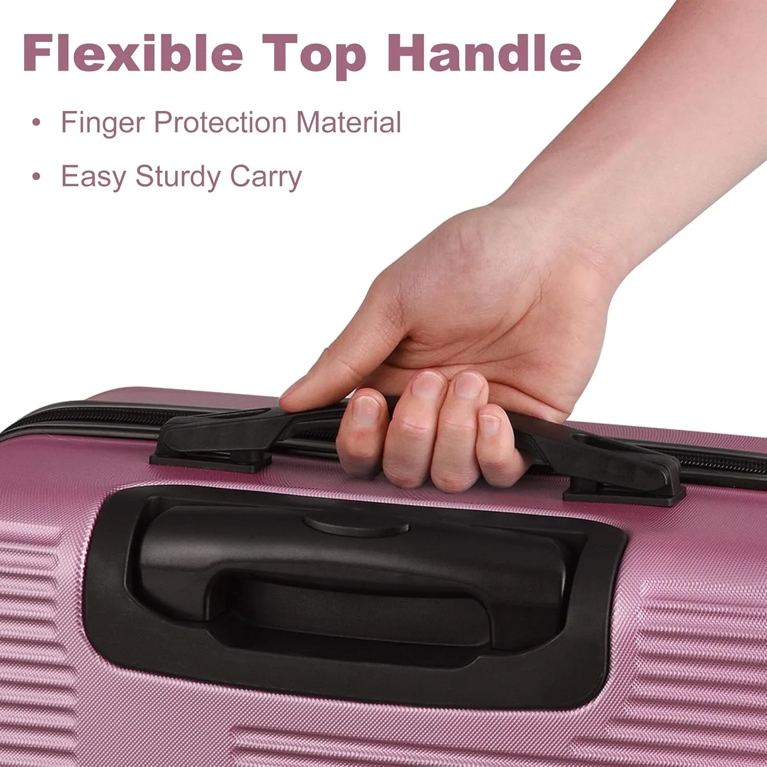 HOUAGI 3 Piece Luggage Sets,Lightweight Suitcase Sets with Spinner Wheels,Hard Shell Rolling Luggage Sets for Travel,Pink(20/24/28)