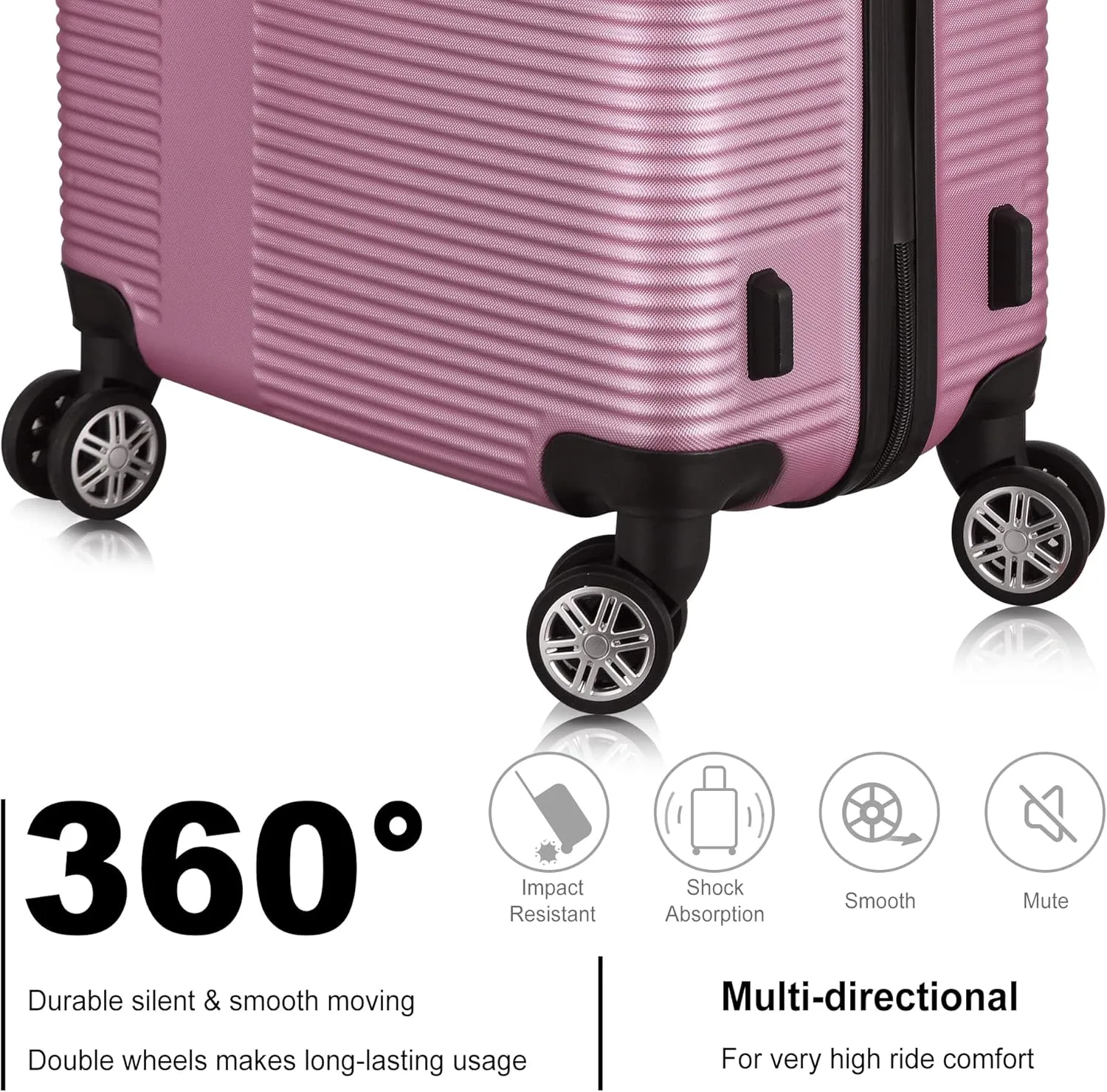 HOUAGI 3 Piece Luggage Sets,Lightweight Suitcase Sets with Spinner Wheels,Hard Shell Rolling Luggage Sets for Travel,Pink(20/24/28)