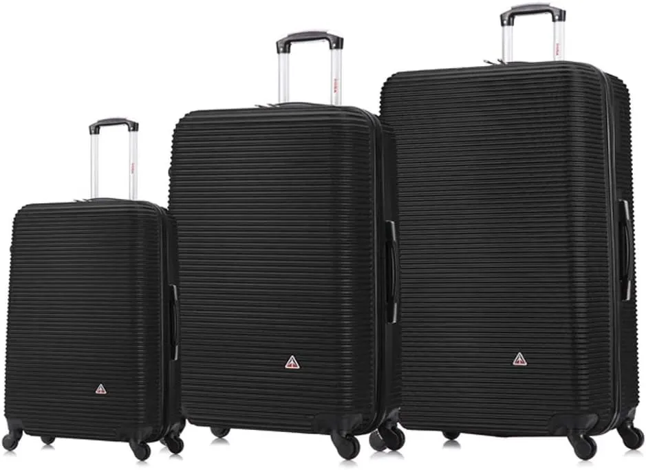 InUSA ROYAL Hardside Luggage Set with Spinner Wheel | Spacious Travel Suitcases with Ergonomic GEL Handle and Studs | (20/28/32) 3 Piece Luggage Set | Black