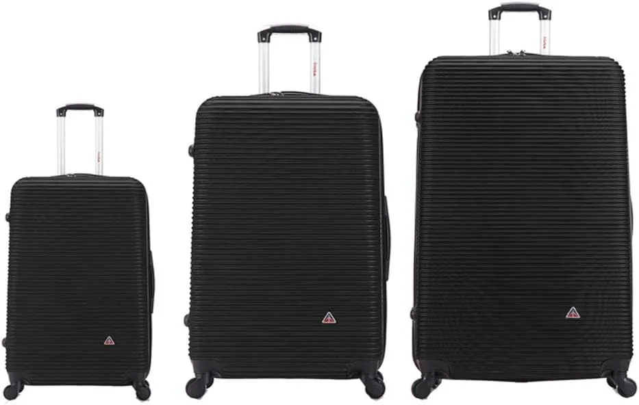InUSA ROYAL Hardside Luggage Set with Spinner Wheel | Spacious Travel Suitcases with Ergonomic GEL Handle and Studs | (20/28/32) 3 Piece Luggage Set | Black