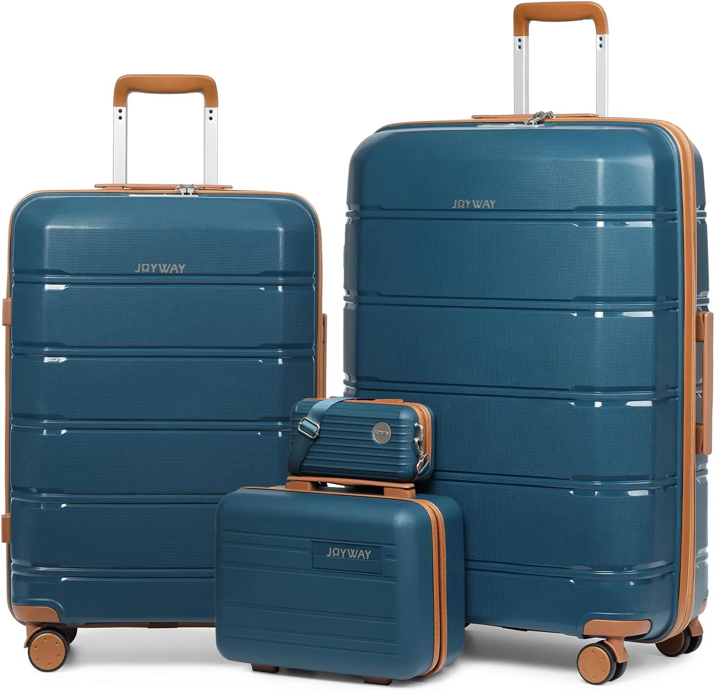 Joyway 4 Piece Carry On Luggage Sets, Lightweight Rolling Hardside Checked with TSA Lock Suitcase with Spinner Wheels for Women and Men Travel Baggage Dark Blue