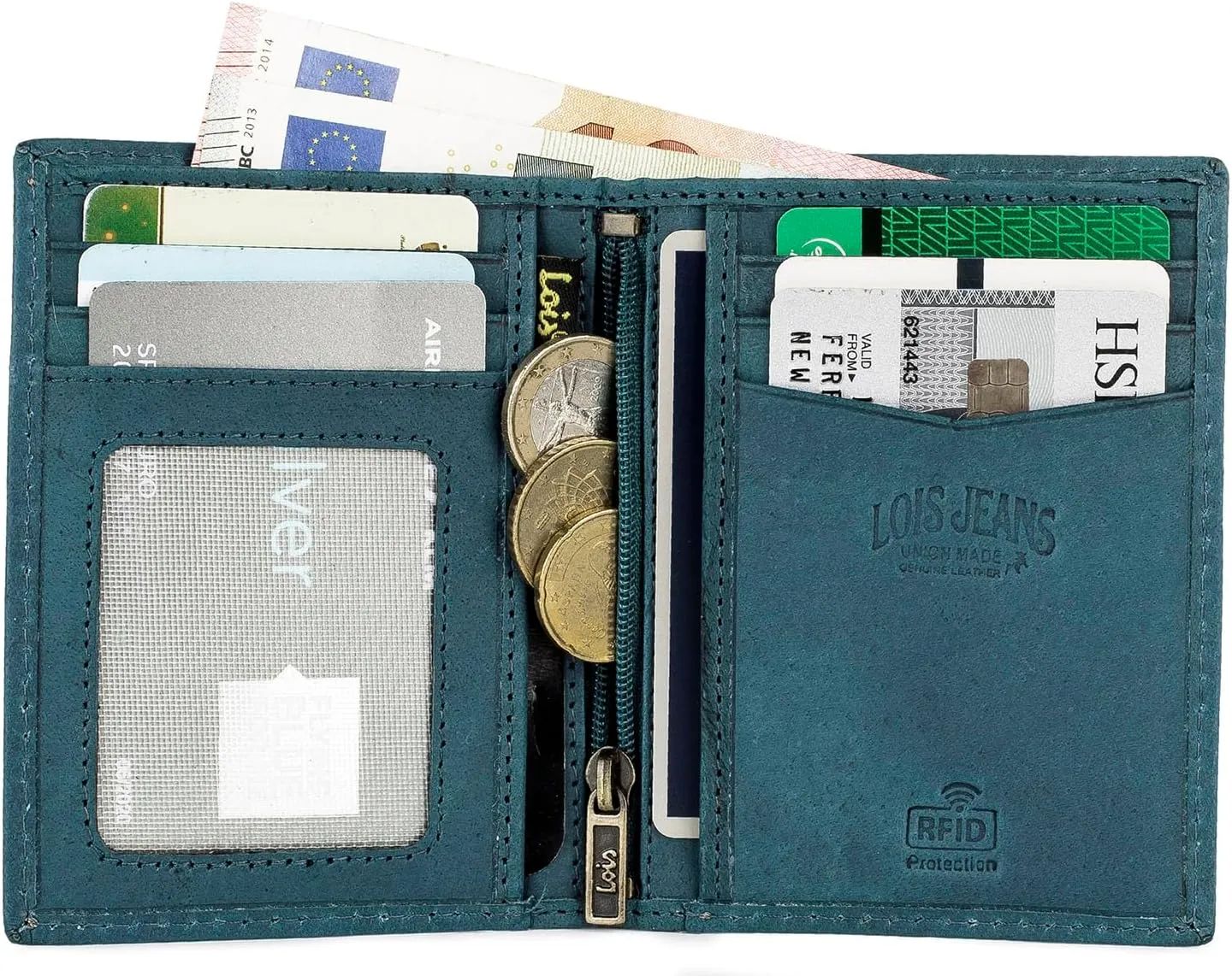 Lois - Wallets for Men, Leather Wallets for Men, Leather Wallet with Coin Purse and Multiple Compartments, Wallets and Purses. Men's Wallet. RFID 201718
