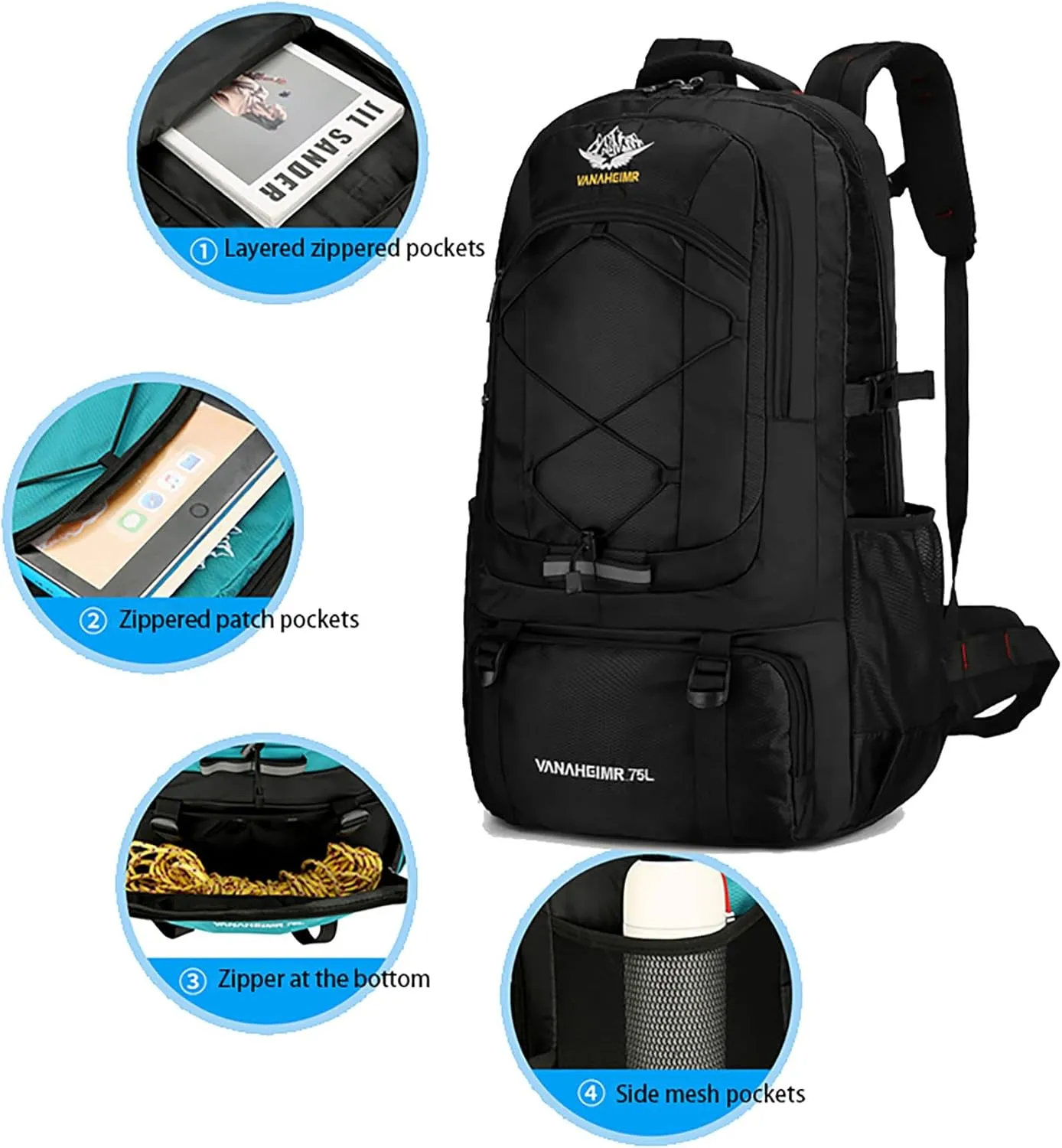 Luggage Sets 3 Piece, Hardshell Luggage, Carry On Luggage Set with TSA Lock, Luggage Sets with Spinner Wheels, Suitcases with Wheels, Luggage Set for Women, (20" 24" 28"), (Black-2)