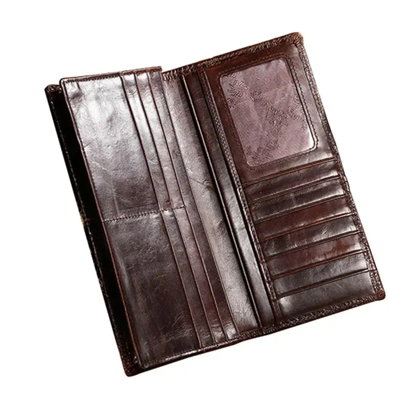 Luxury Choice: Alligator Design Genuine Cow Leather Long Wallets for Men