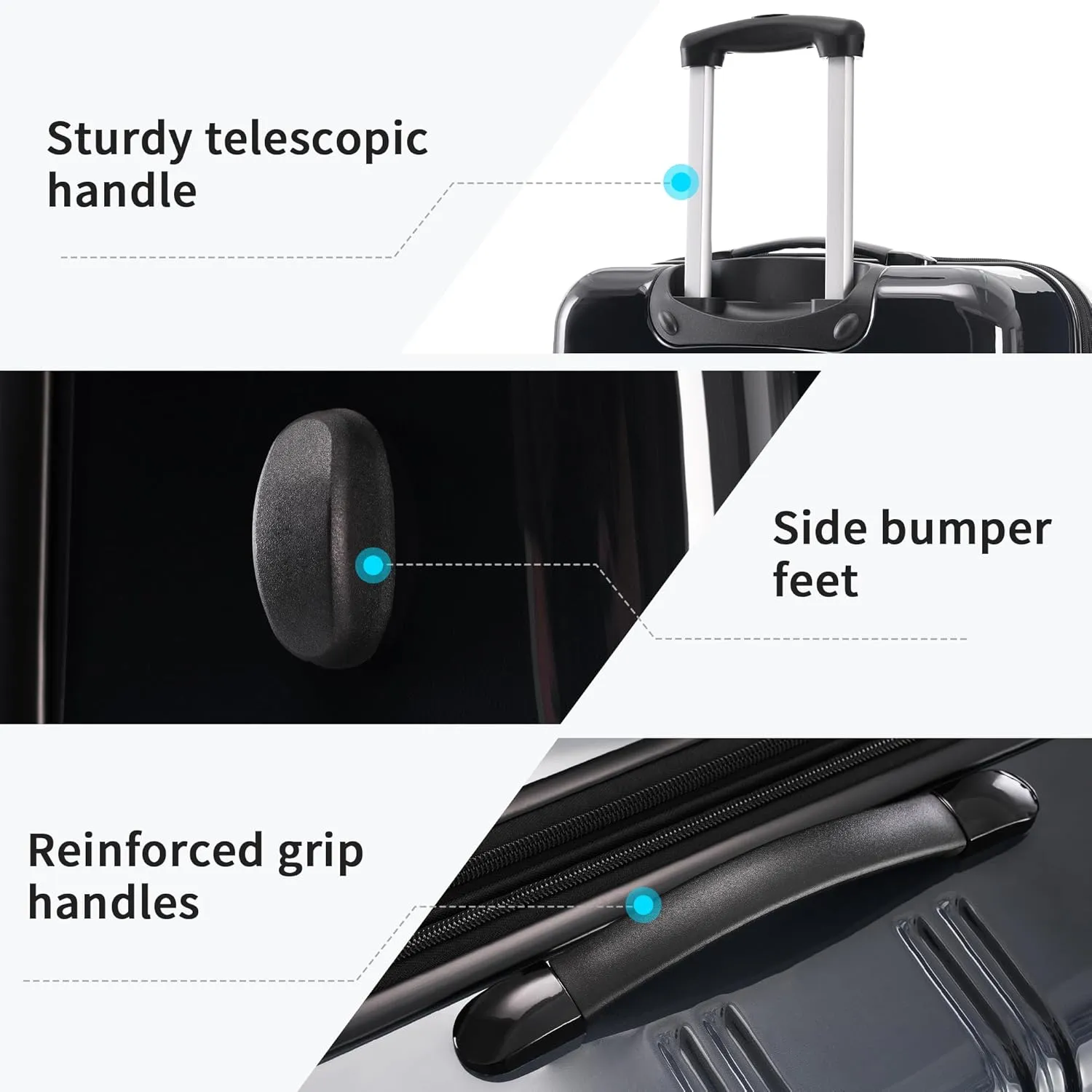 Merax Luggage Sets 3 Piece, Hardside Expandable Suitcase Set with Spinner Wheels, Lightweight Gradient Color Luggage 20 24 28 IN, Gradient Black