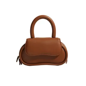 Oval Shaped Genuine Leather Handbag