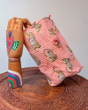 Pink tiger l Handmade Quilted Cotton Bag