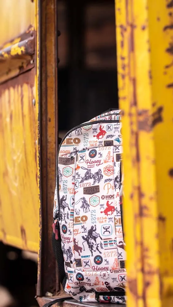 "Rockstar" Hooey Backpack Cream Rodeo Pattern w/Black Accents