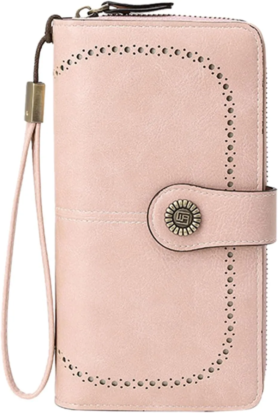 Rfid Wallet Women, Leather Wristlet Wallets, Rfid Blocking Bifold Zip Around Large Capacity Clutch Purses Credit Card Wallet