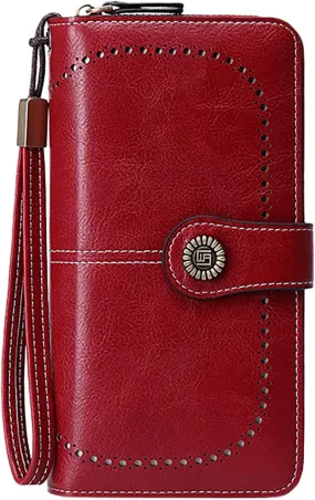Rfid Wallet Women,2024 New Leather Wallet Women Wristlet,Rfid Blocking Large Capacity Zip Around Bifold Clutch Purses Credit Card Holder,Travel Wallet for Mom Girls Women Ladies