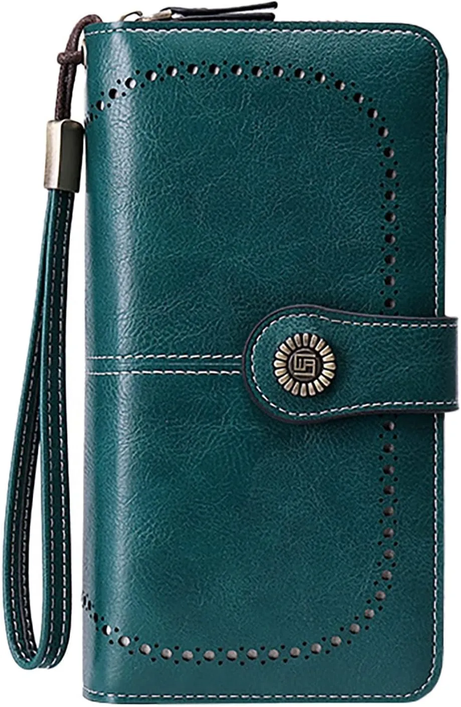 Rfid Wallet Women,Leather Wallet Wristlet for Women,Zip Around Bifold Rfid Blocking Large Capacity Clutch Purses Credit Card Wallet,Travel Wallet for Girls Women Ladies Mom, Green