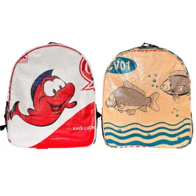 Small backpacks with fish prints