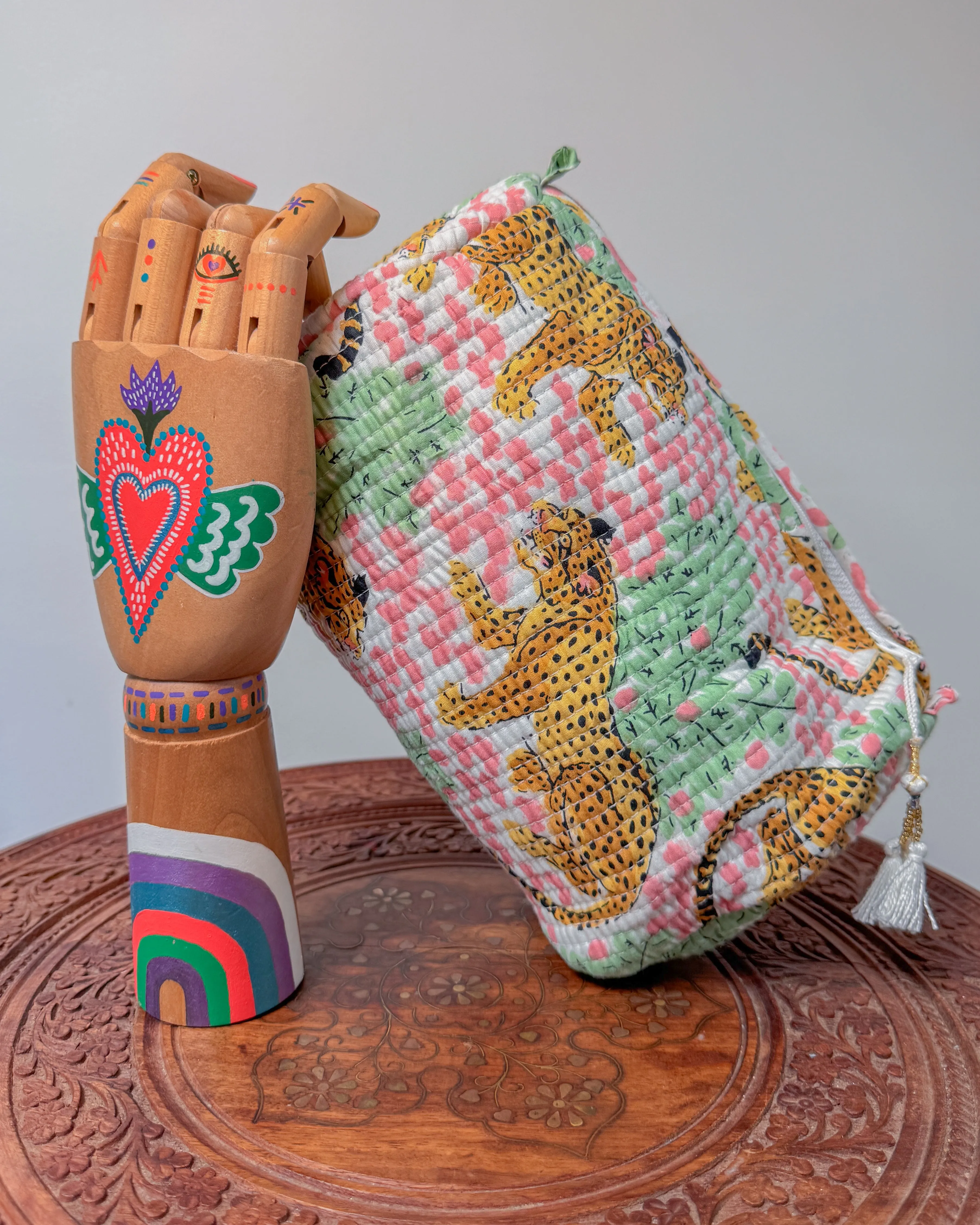 Tiger pink l Handmade Quilted Cotton Bag