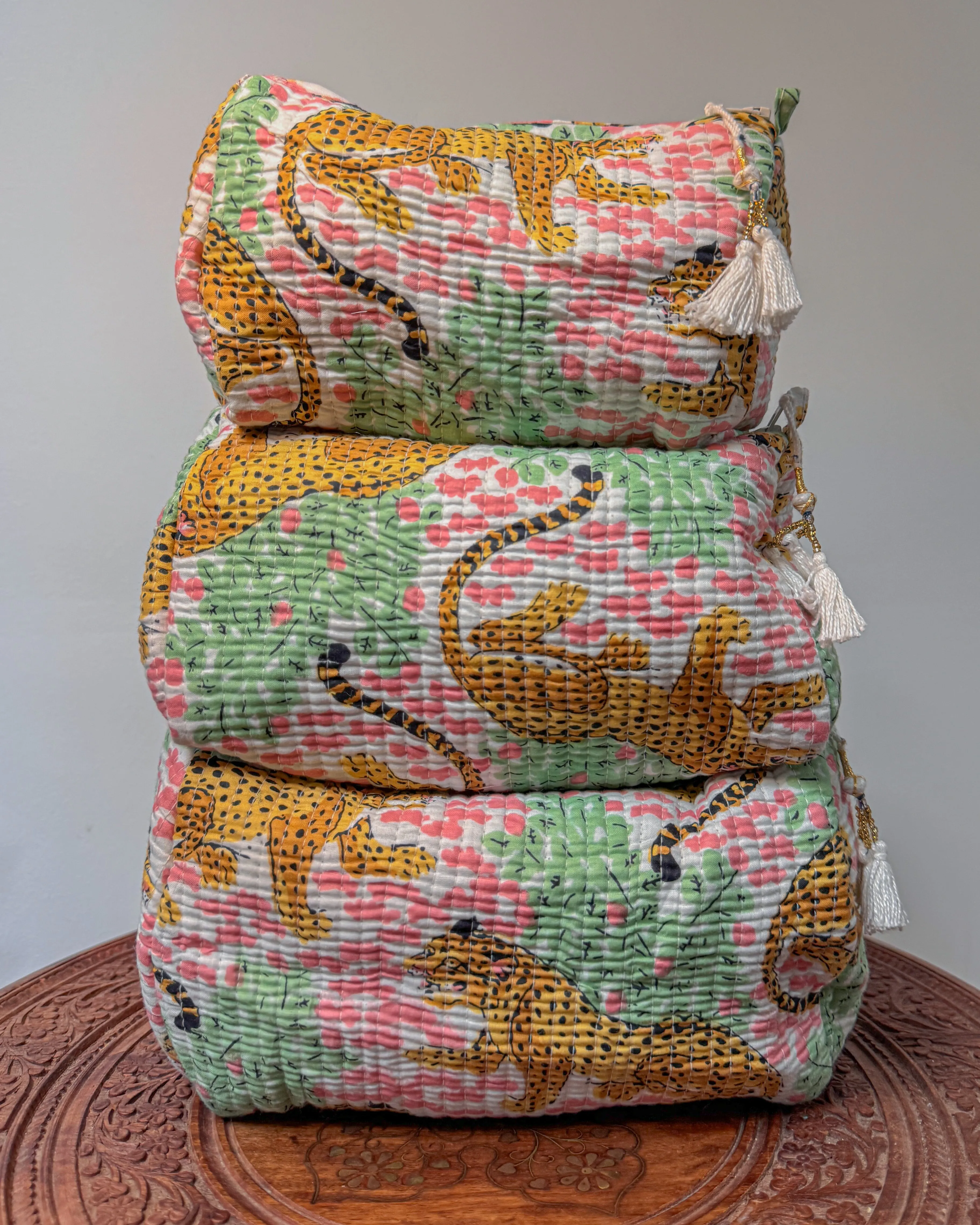 Tiger pink l Handmade Quilted Cotton Bag