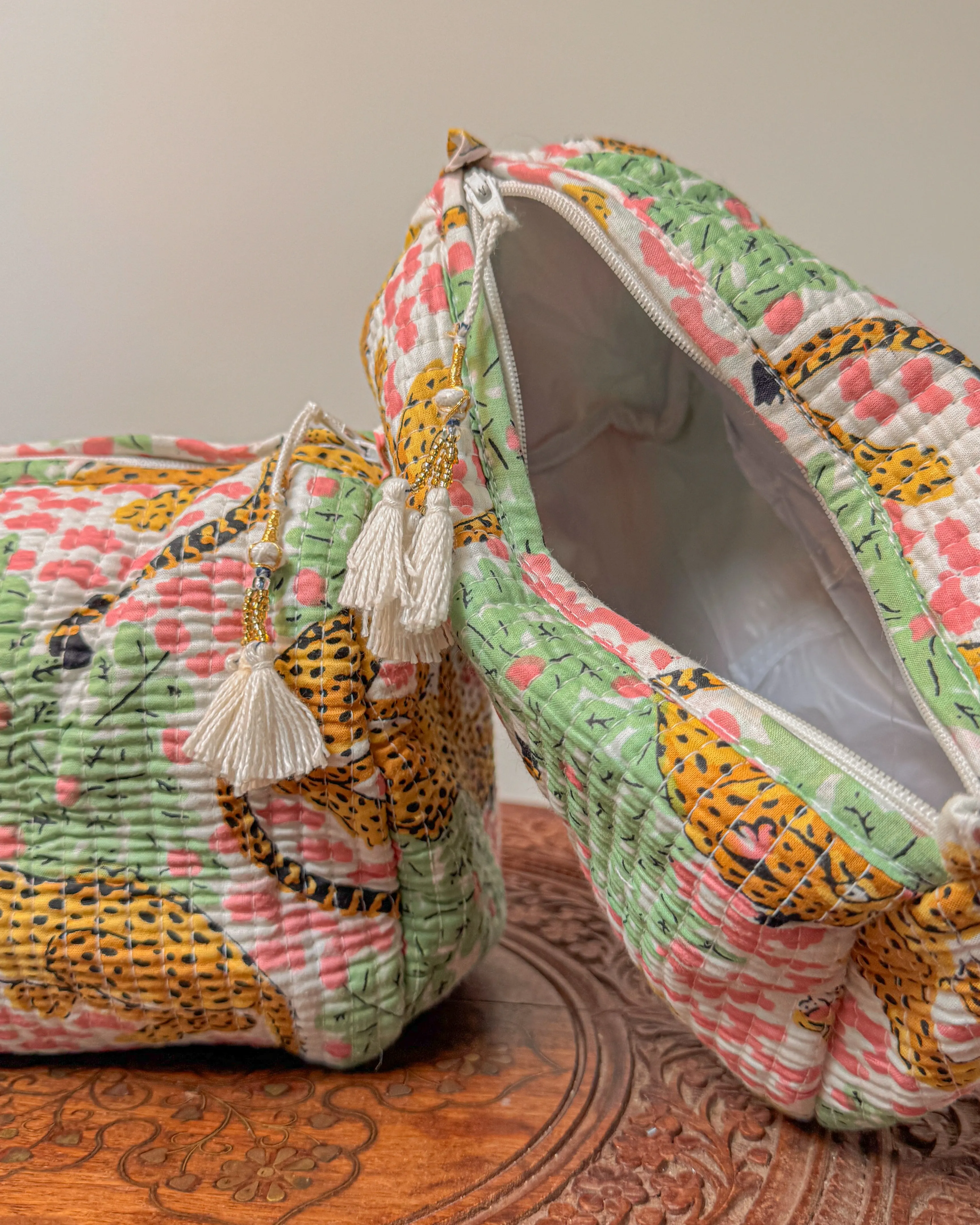 Tiger pink l Handmade Quilted Cotton Bag