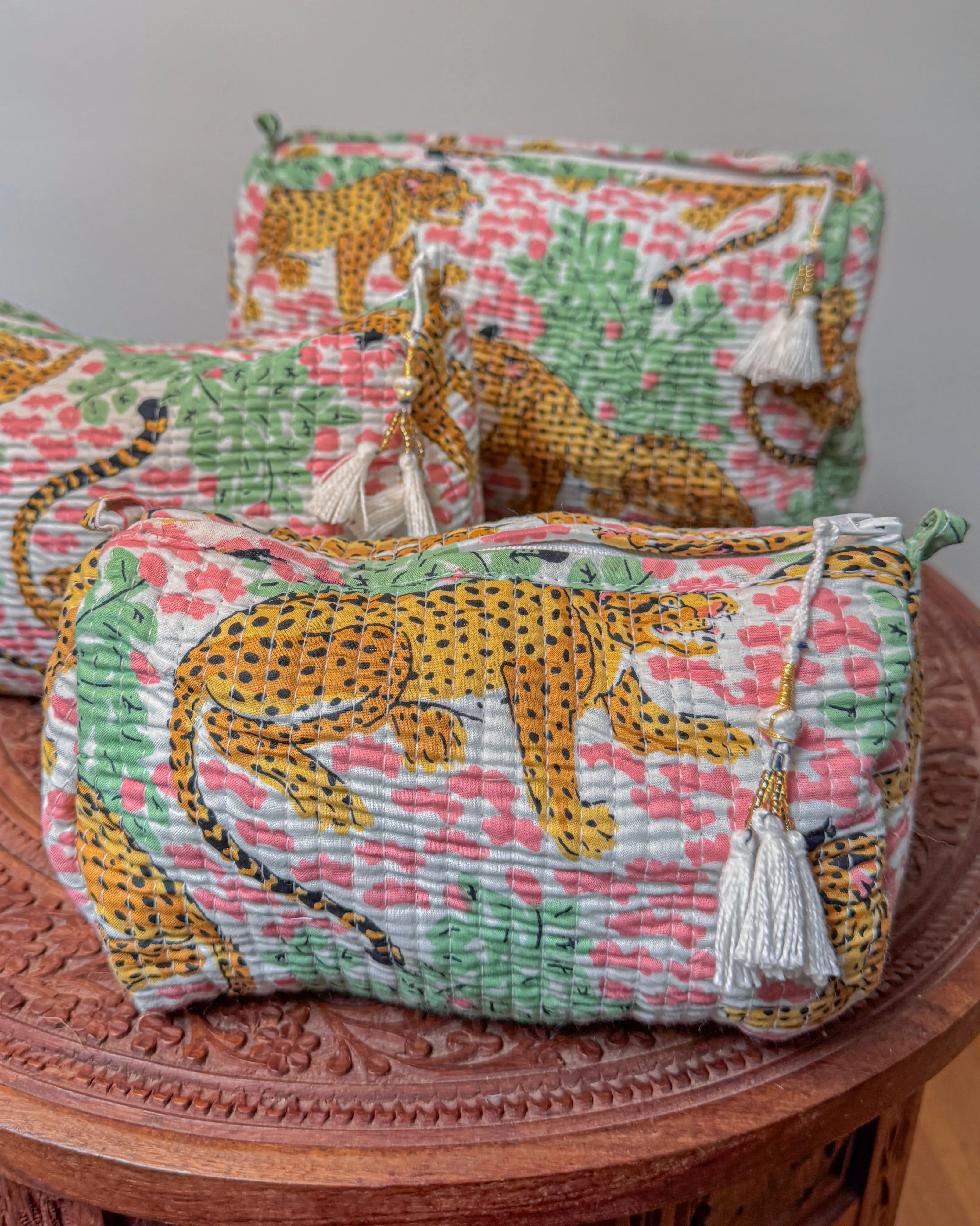 Tiger pink l Handmade Quilted Cotton Bag
