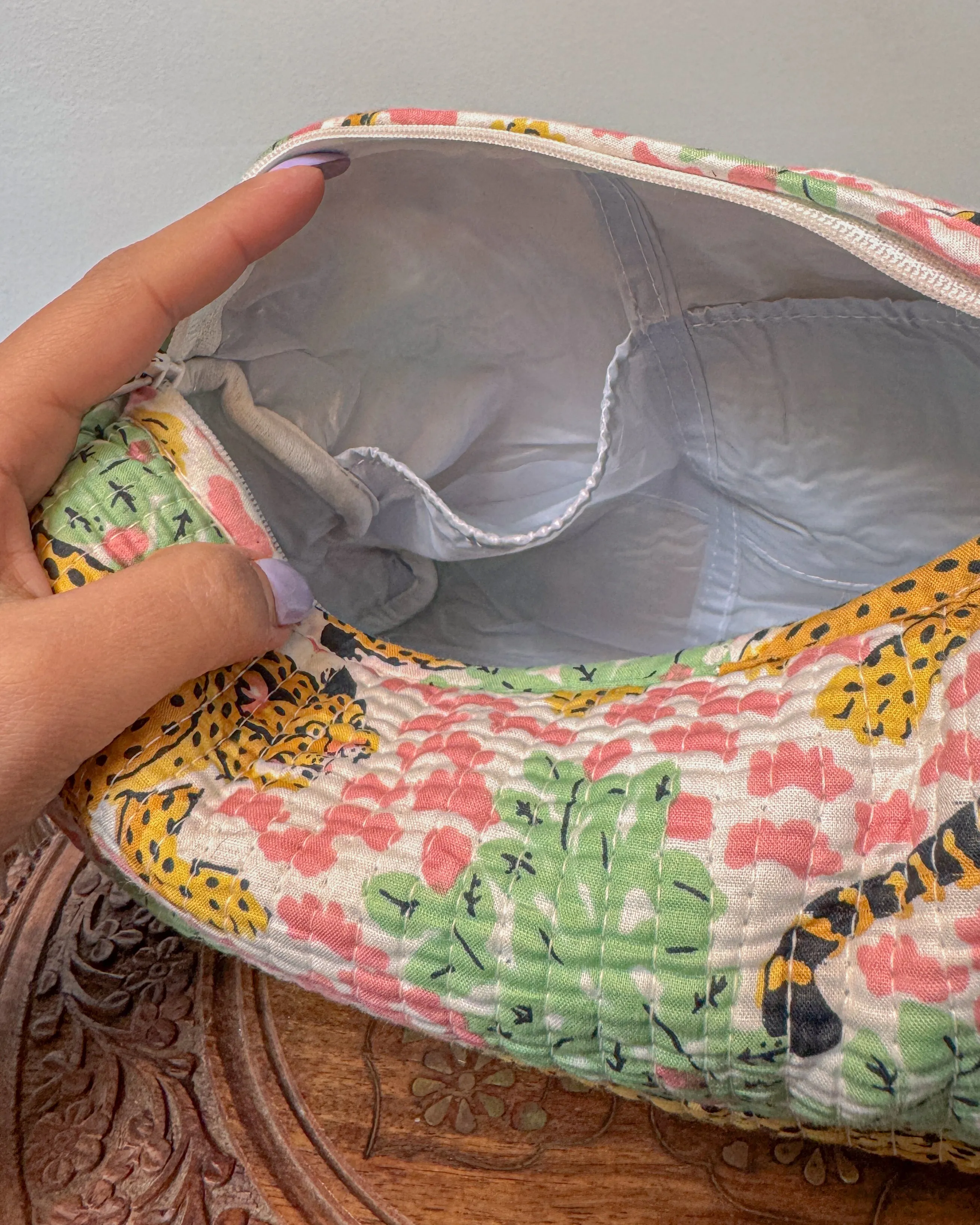 Tiger pink l Handmade Quilted Cotton Bag