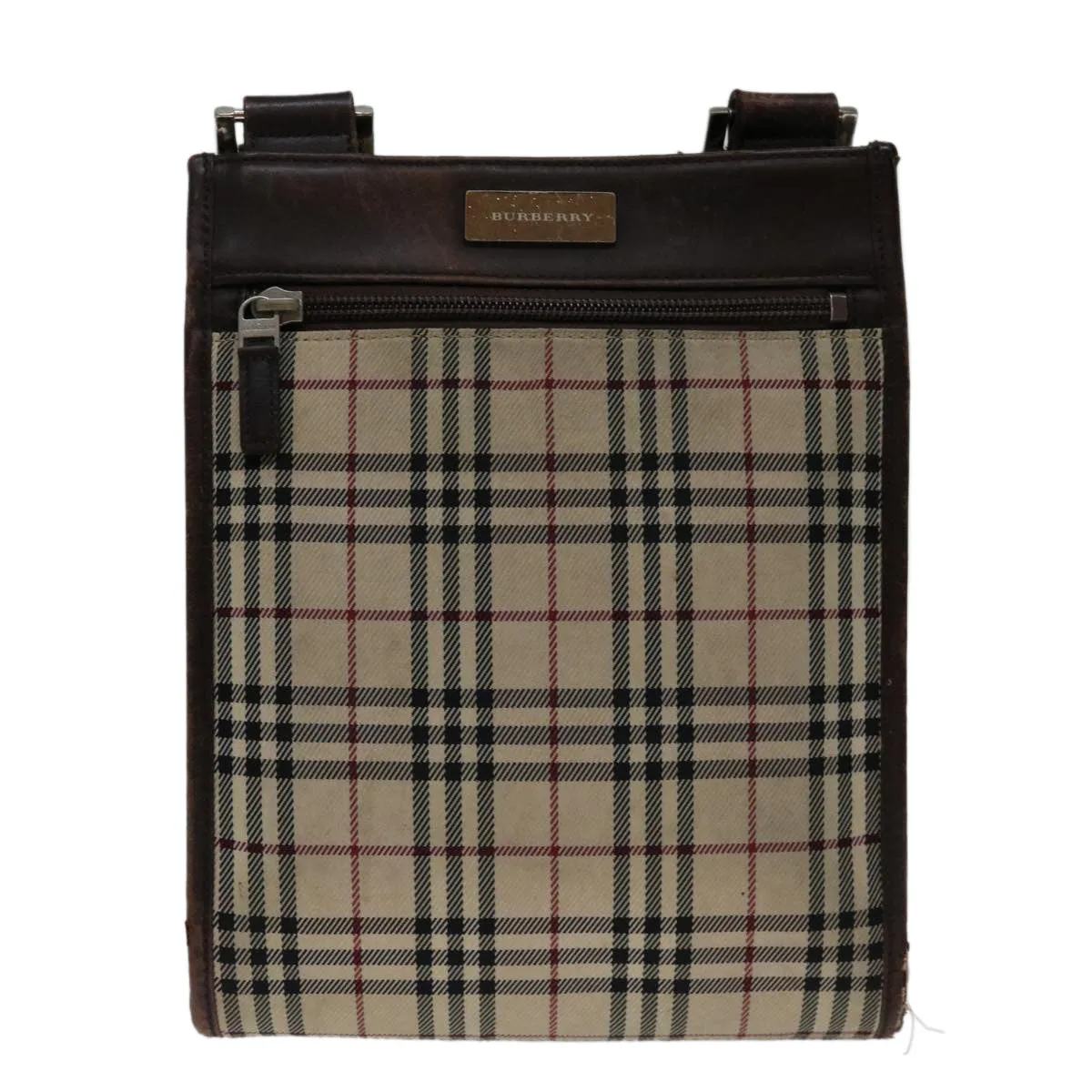 Trendy Inspired Burberry Nova Check Shoulder Bag Canvas Beige Brown Auth Yk11382