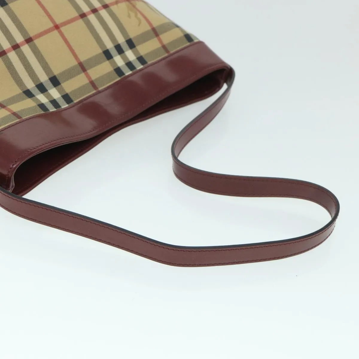 Trendy Inspired Burberry Nova Check Shoulder Bag Pvc Leather Beige Red Auth 54838