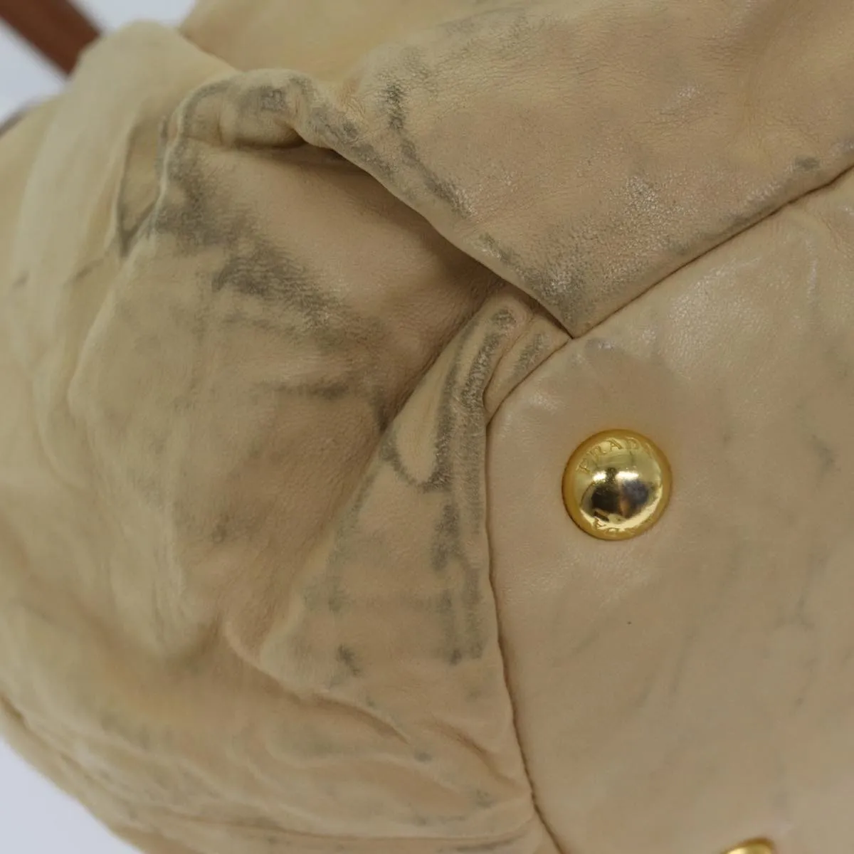 Trendy Inspired Prada Shoulder Bag Leather Beige Auth Ar11638b